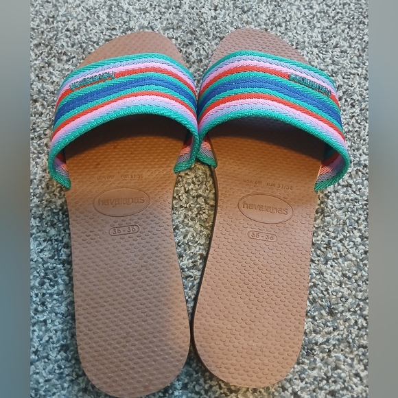 Havaianas You Malta Mix Multicolored Stripe Slide Sandals Wmn's 6W - Picture 6 of 8